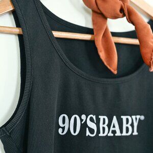 90'S BABY Black Ribbed Graphic Tank Vintage